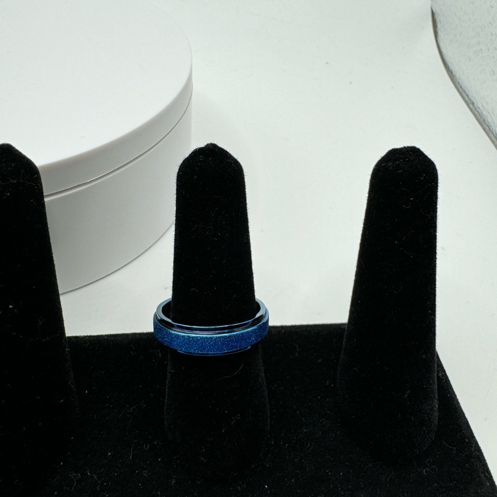 Men's Blue Stainless Steel Band Ring With Slider Ring SZ 11‎ NEW